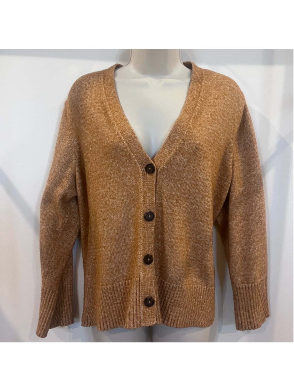 J. Jill Gold Oversized Cardigan Brown Cozy Grandmacore Cable Knit XL Loungewear